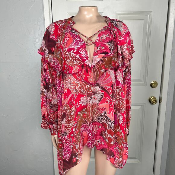 Chufy Memories of Ancient Burma Women's Shirt Small Bohemian Viscose Floral W3-2 - Picture 1 of 7